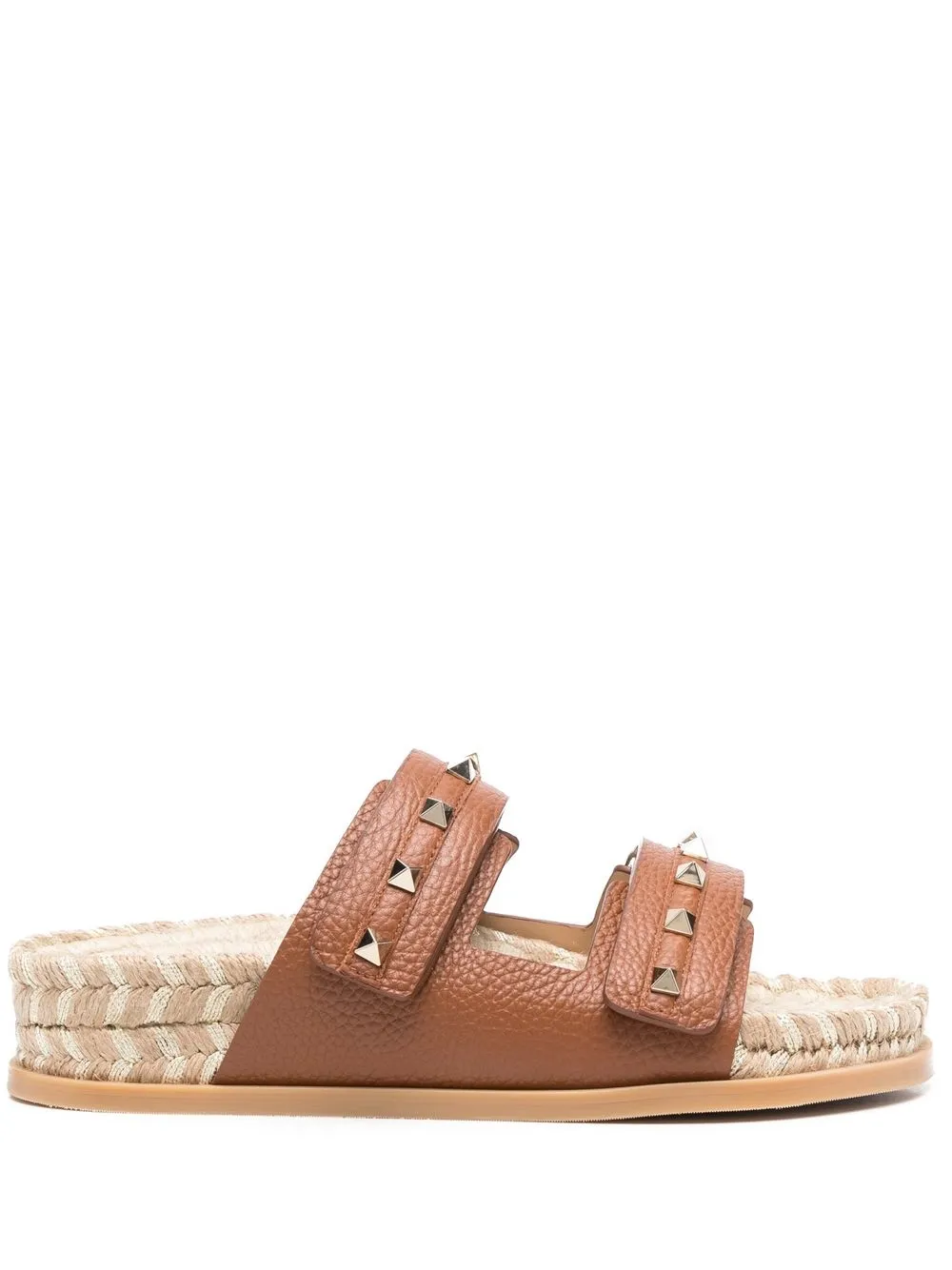 

Valentino Garavani Rockstud woven-raffia sandals - Brown