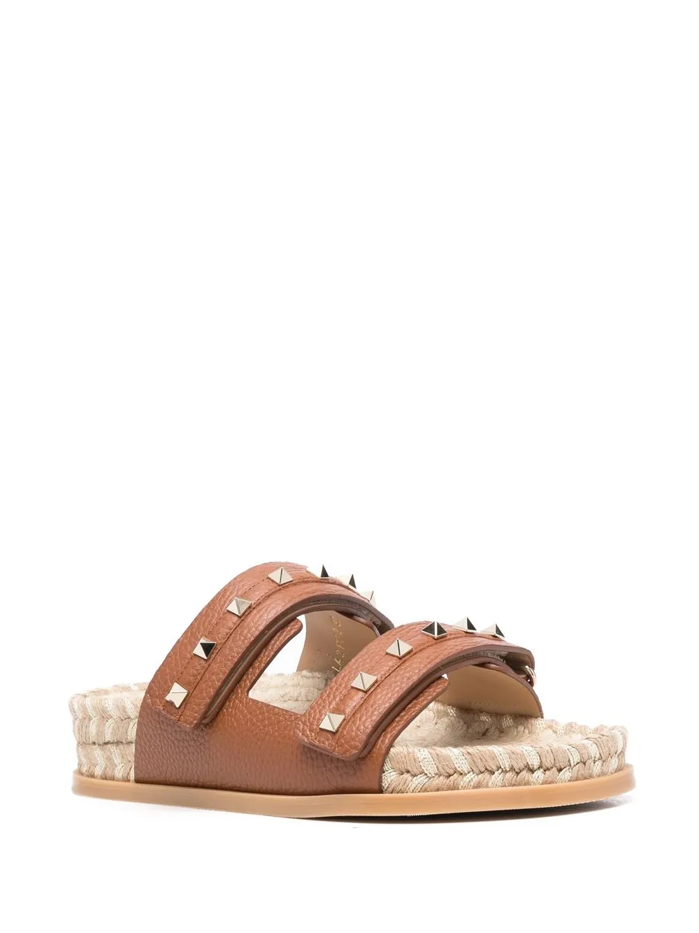 Valentino Garavani Rockstud raffia sandalen - Bruin