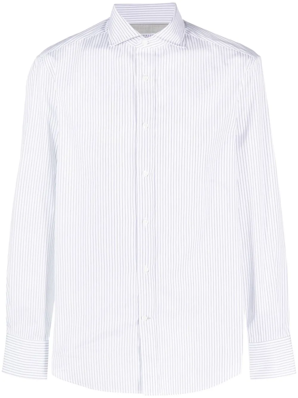 Brunello Cucinelli pinstripe-print cotton shirt - White