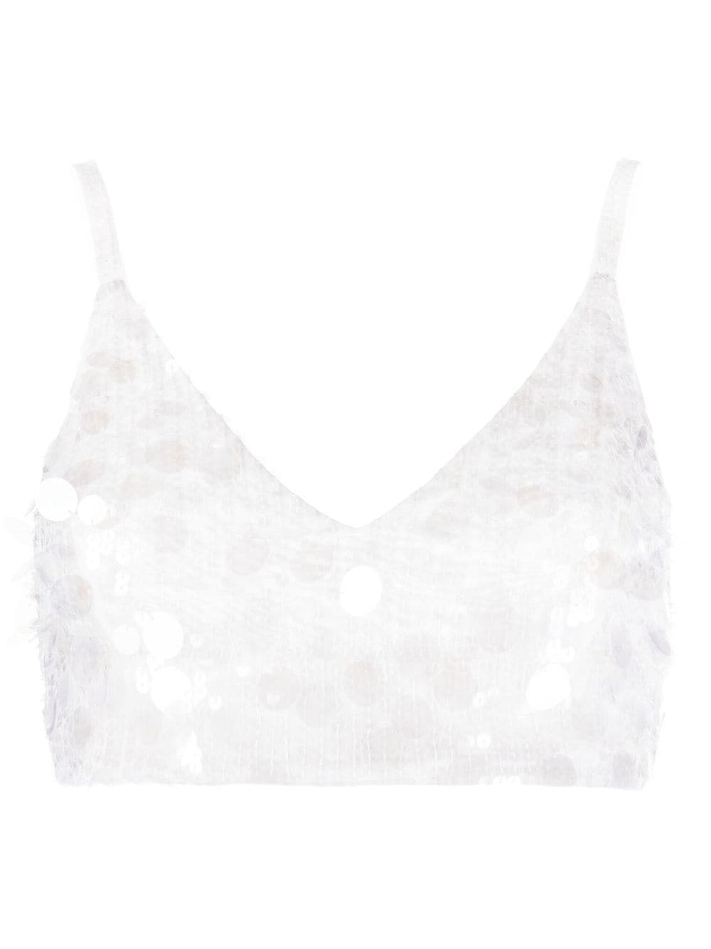 P.A.R.O.S.H. V-neck Sequin Embellished Crop Top - Farfetch
