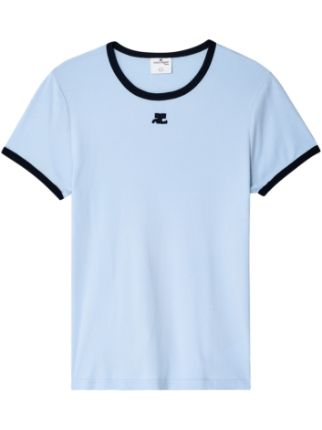 Courrèges contrast-trim Logo T-shirt - Farfetch