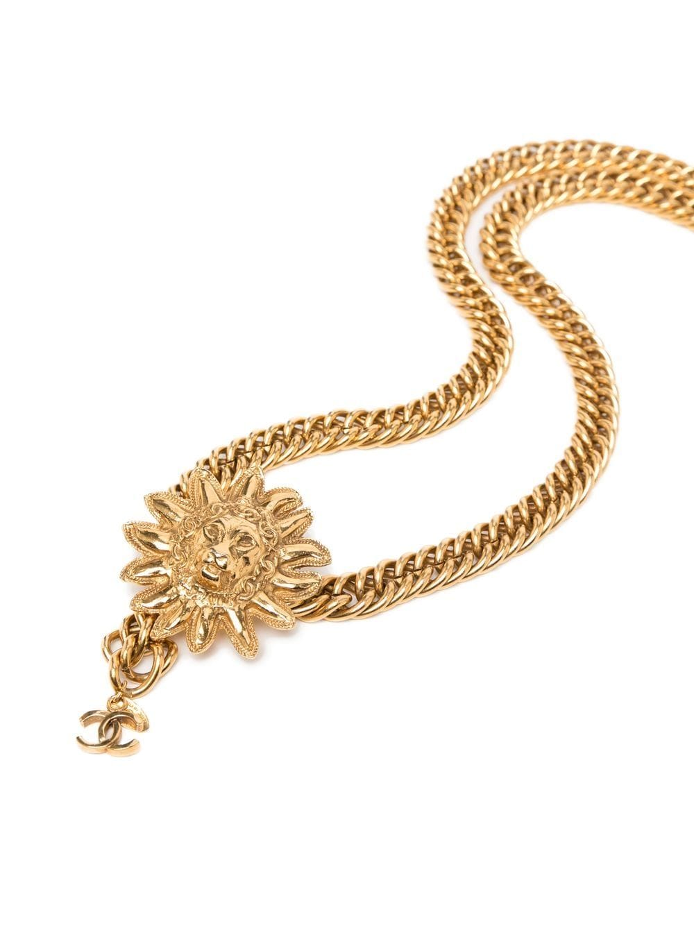 Pre-owned Chanel 1990-2000s Lion Charm Chain Belt In Gold