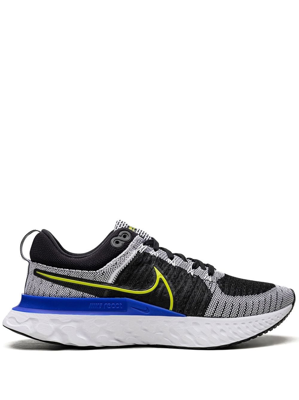 Shop Nike React Infinity Run Flyknit 2 "white/black/racer Blue/cyber" Sneakers In Grey