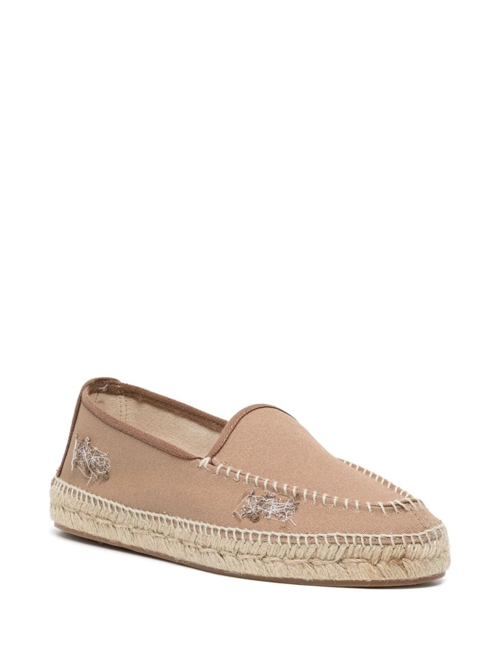 Shop Maison Margiela Embroidered Canvas Espadrilles In Brown