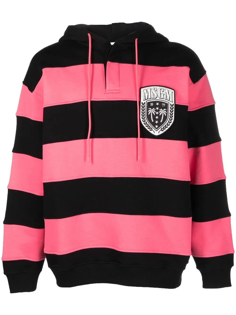 

MSGM logo-patch striped hoodie - Black