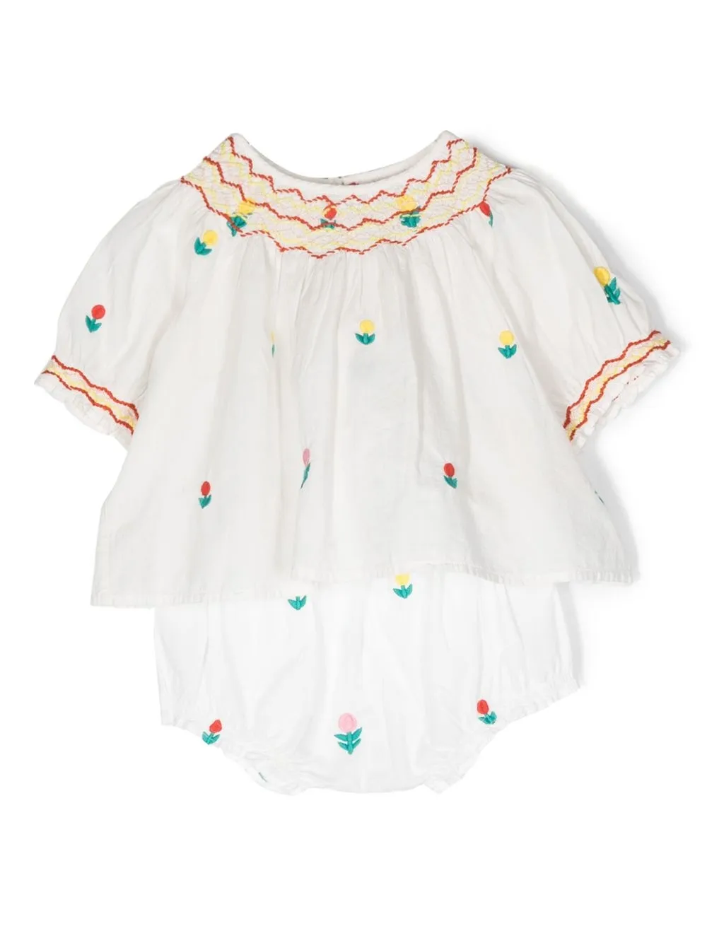 

Stella McCartney Kids blusa con bordado floral - Blanco