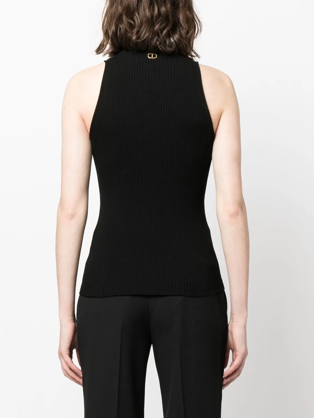 mock-neck ribbed top