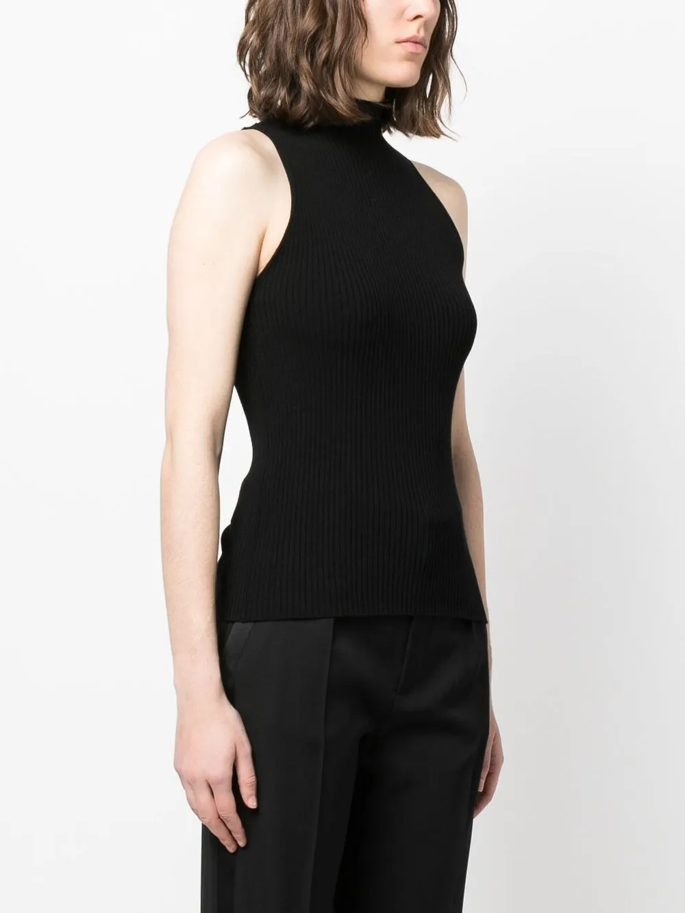  Twinset Mock-neck Ribbed Top - Black 