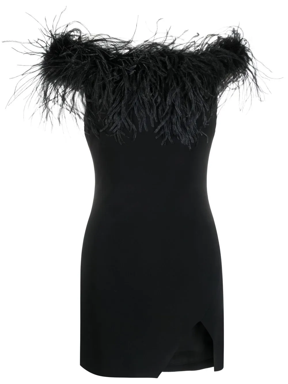 

Giuseppe Di Morabito vestido corto con hombros descubiertos y ribete de plumas - Negro