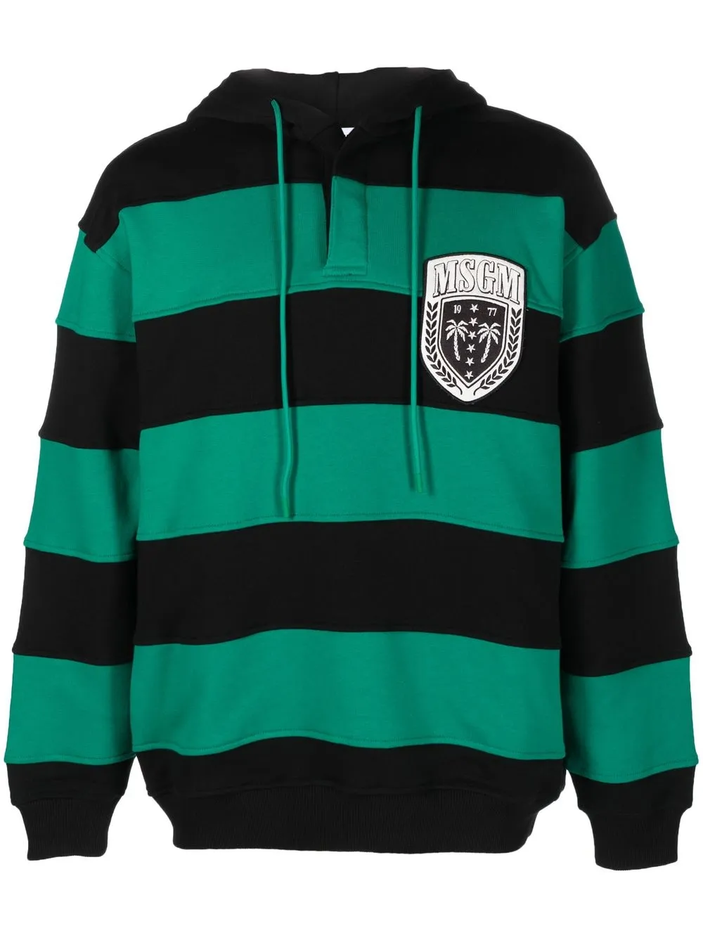 

MSGM logo-patch striped hoodie - Black