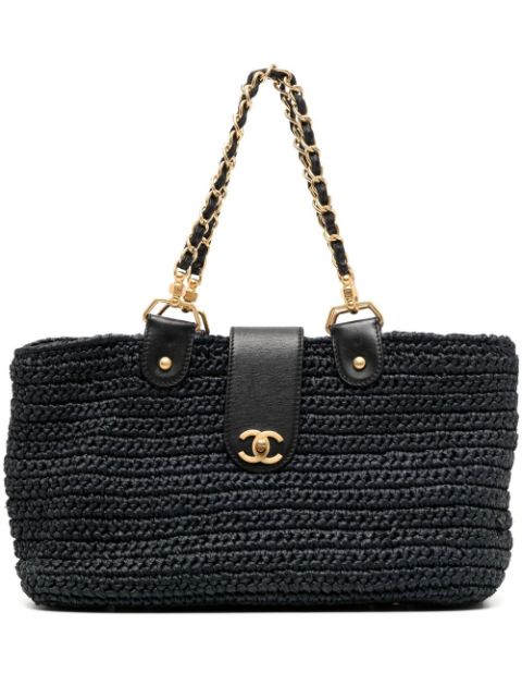 CHANEL 2005-2006 CC Turn-lock woven tote bag Women