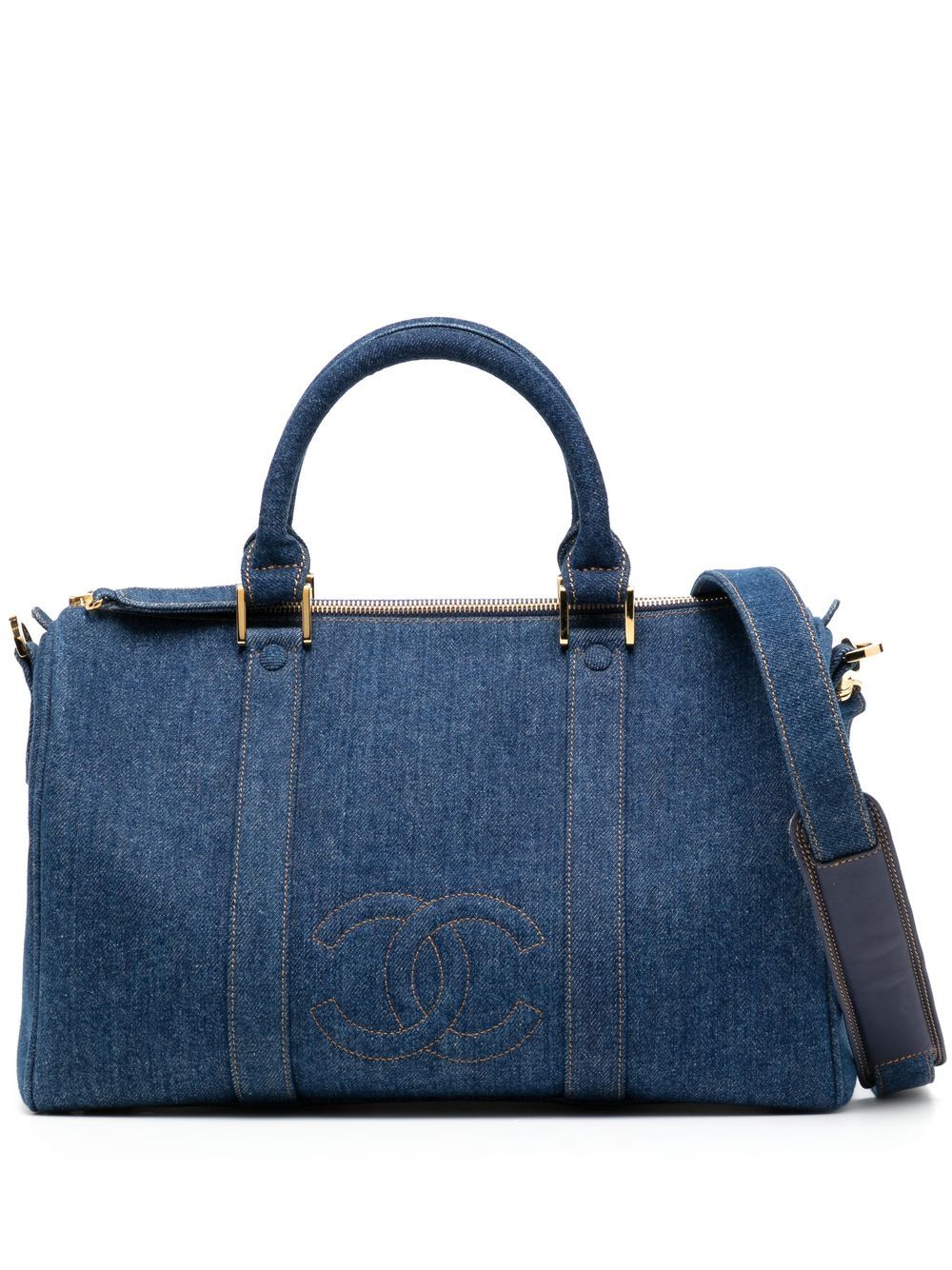 

CHANEL Pre-Owned 1997-1998 CC denim Boston bag - Blue