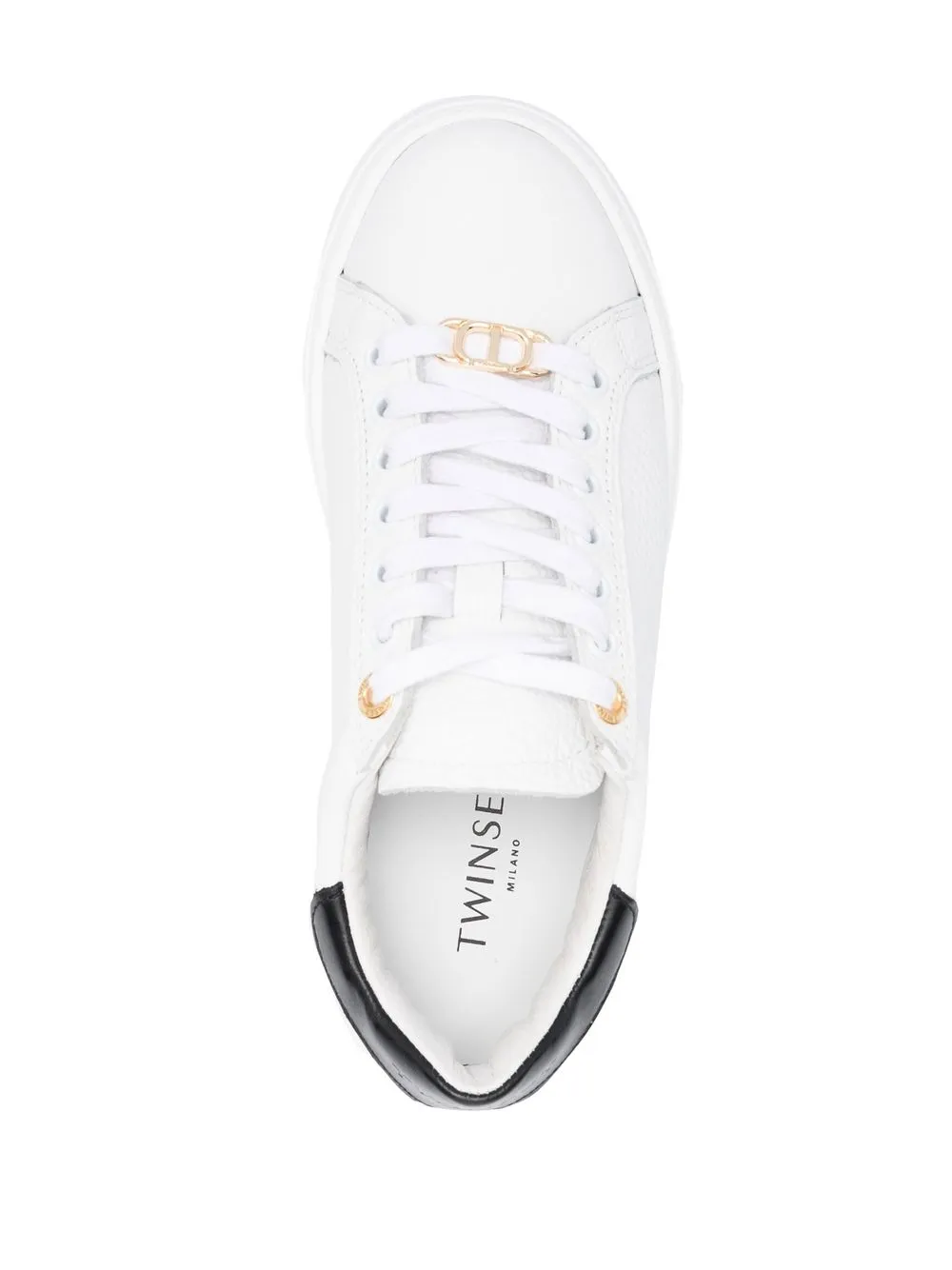 Twinset Logo Leather Sneakers In White