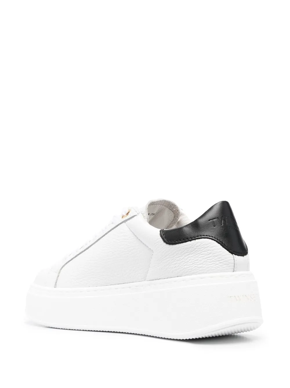 Twinset Logo Leather Sneakers In White