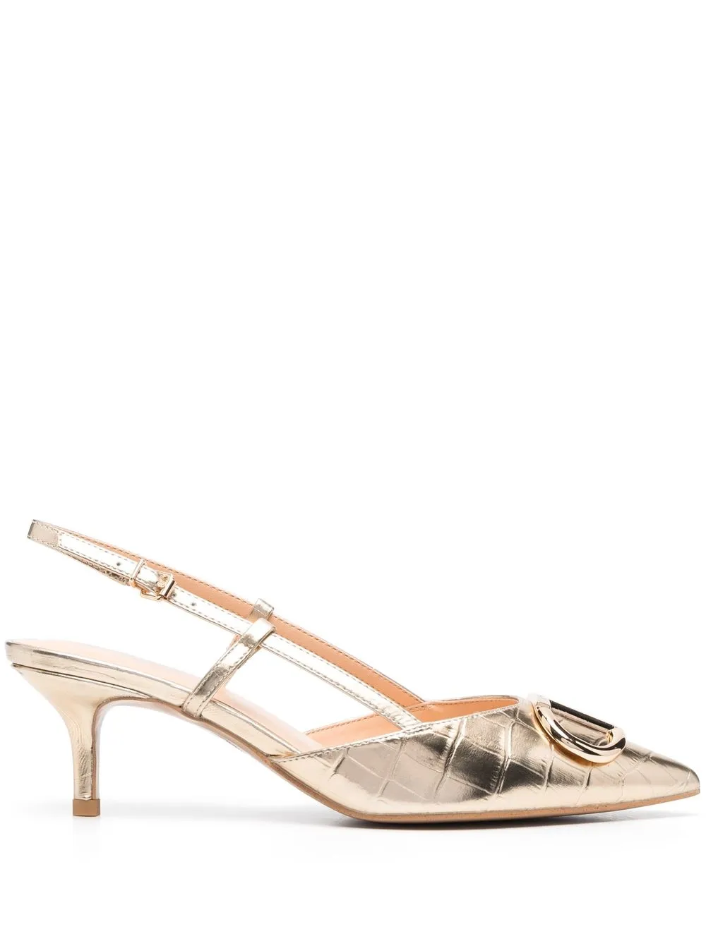 

TWINSET logo-plaque slingback pumps - Gold