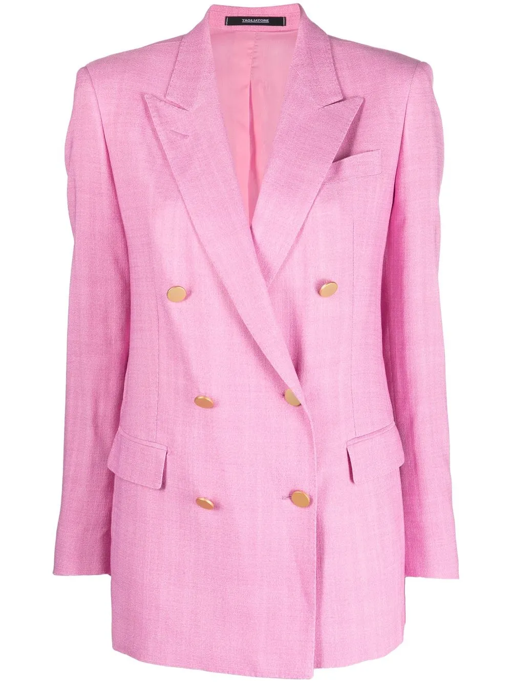 Tagliatore J-coral Linen Double Breasted Blazer In Shocking Pink | ModeSens