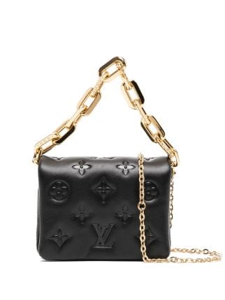 louis vuitton black purse with gold chain