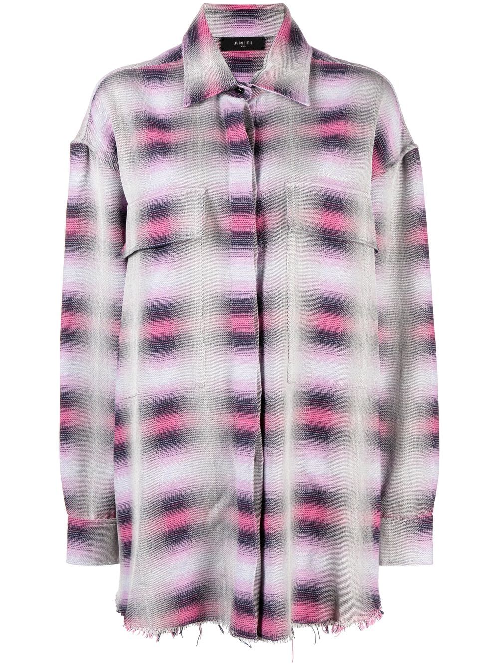 Amiri Blurred Plaid Long-sleeved Shirt In Violett | ModeSens