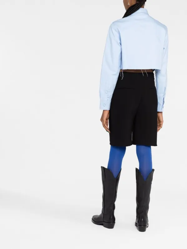 Raf Simons Cropped Cotton Shirt | Blue | FARFETCH JO