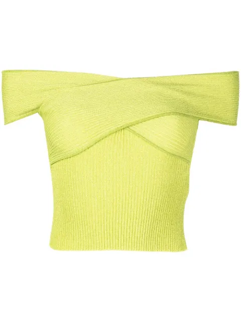 Self-Portrait draped off-shoulder top