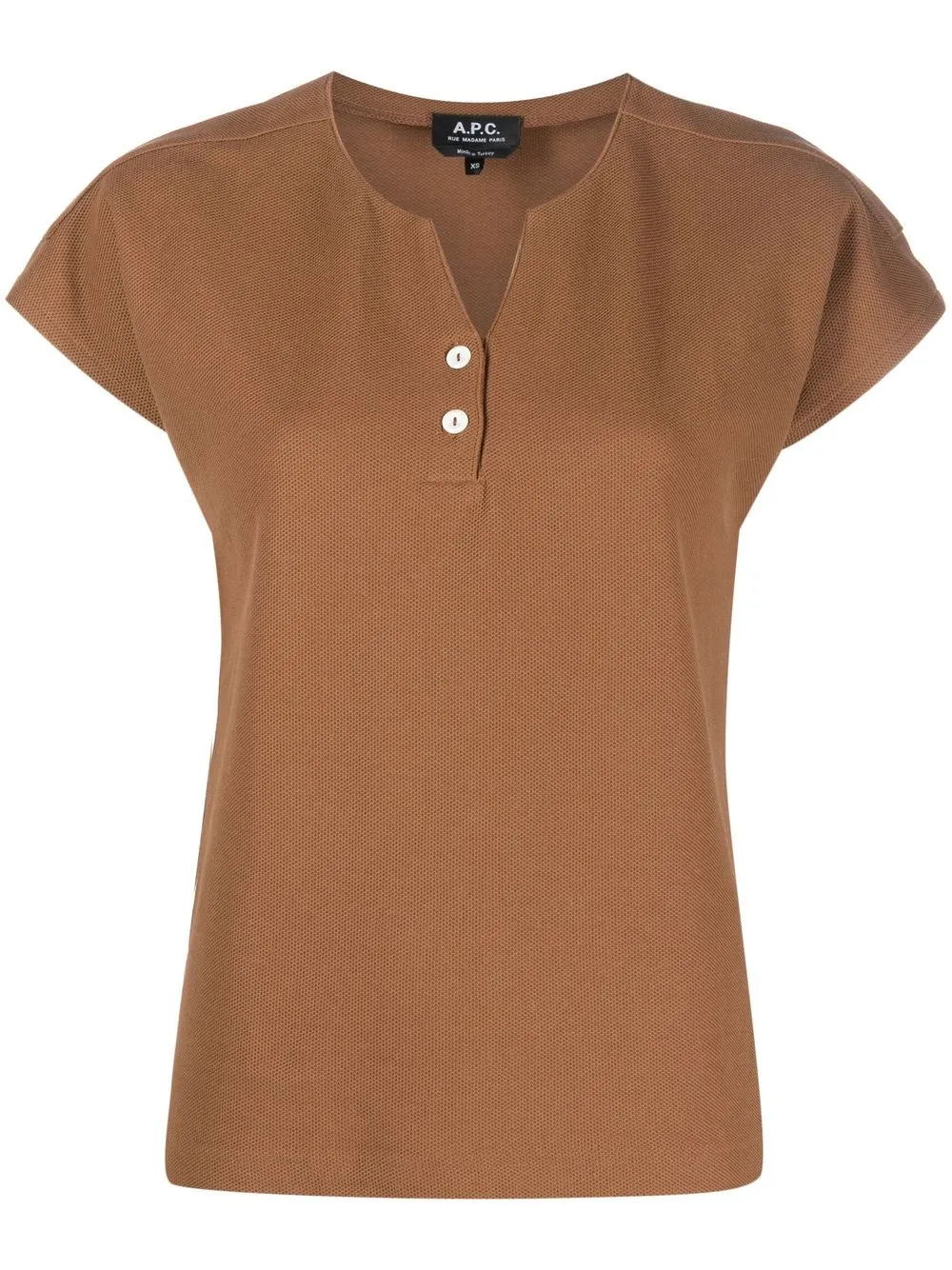 

A.P.C. round split-neck cotton T-shirt - Brown