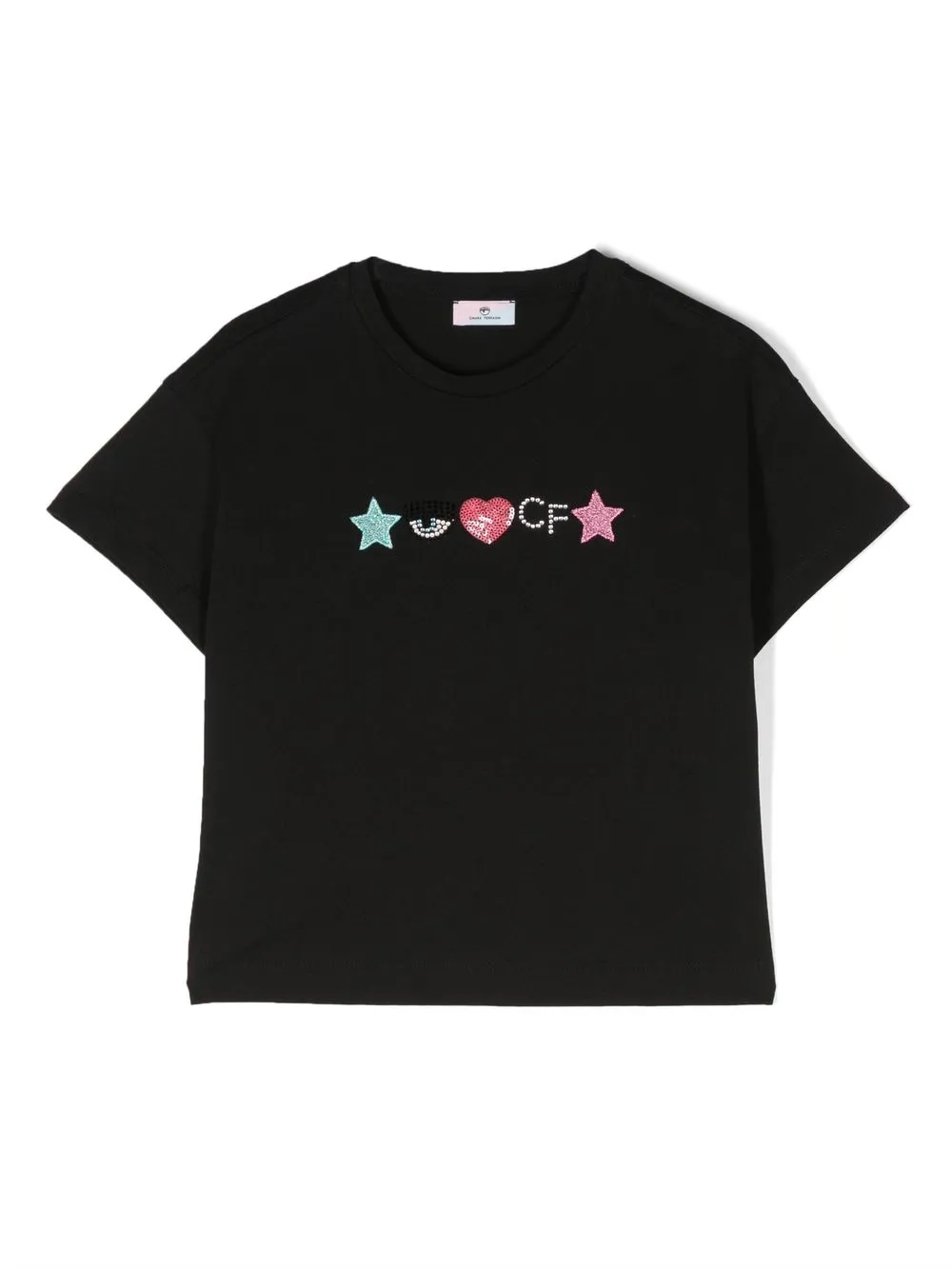 Chiara Ferragni Kids' Embellished Short-sleeve T-shirt In Schwarz