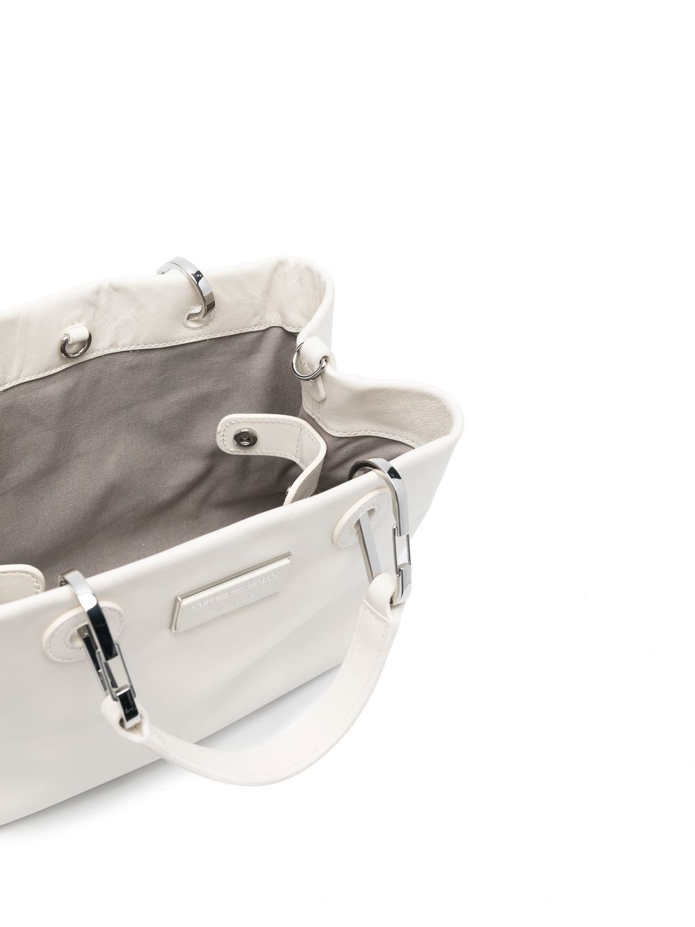 Shop Emporio Armani Calf-leather Tote Bag In 81018 Warm White