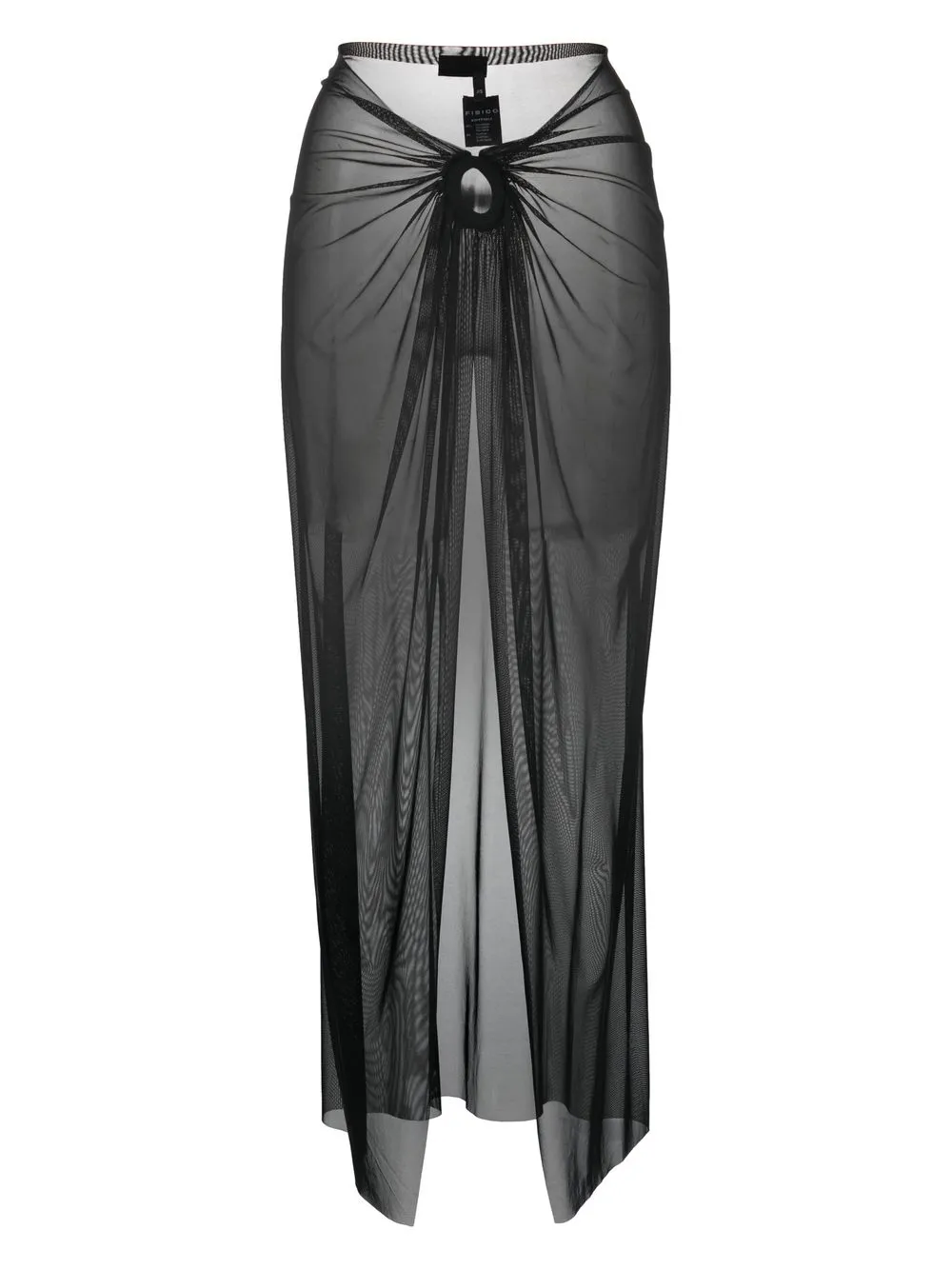 

Fisico draped-detail semi-sheer sarong - Black