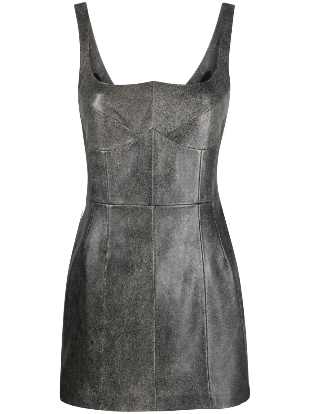 The Mannei Leather Mini Dress In Grey