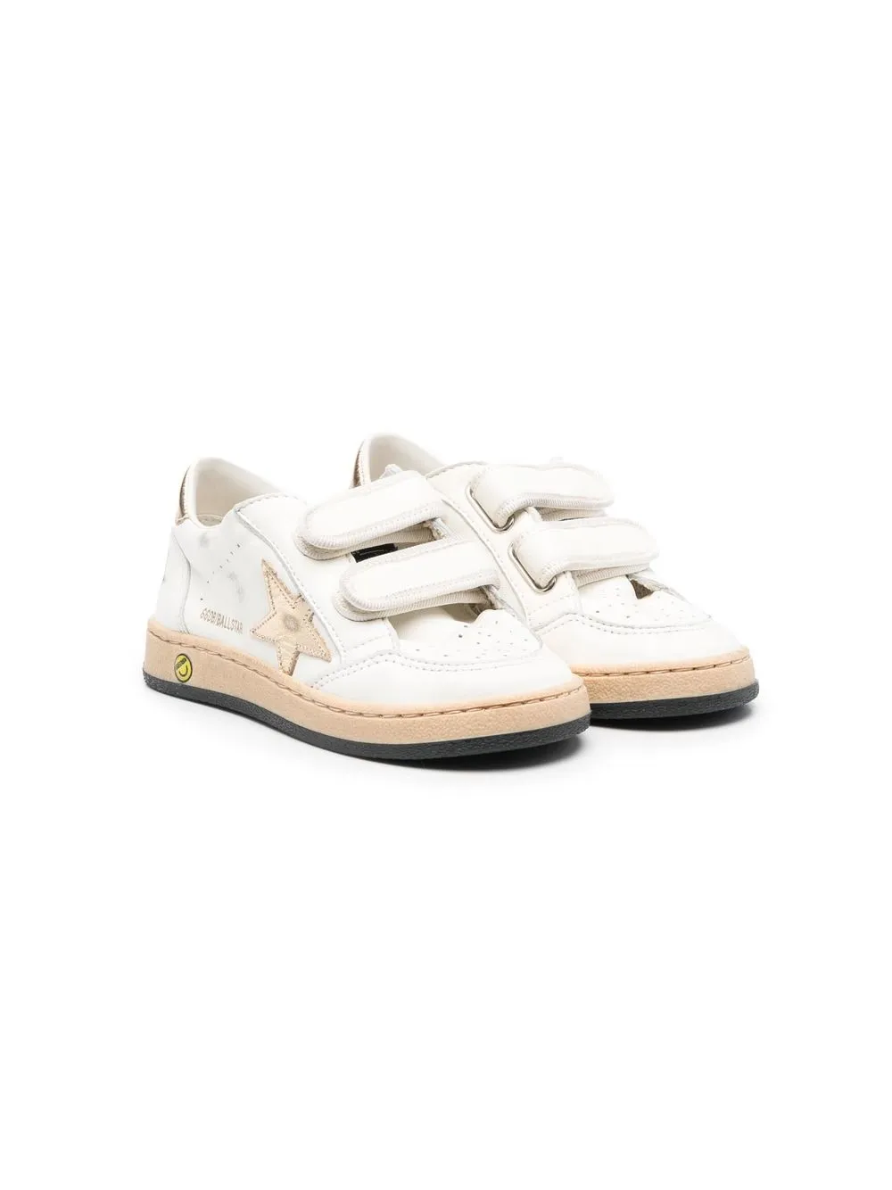 Golden Goose Kids' Ball Star Strap Sneakers In White/gold