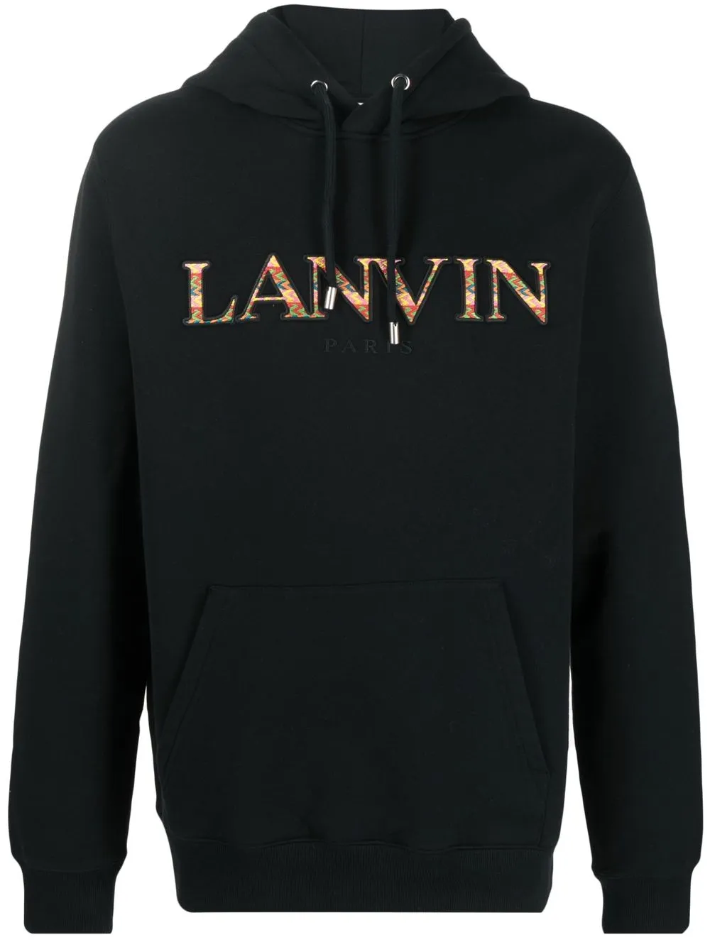 

Lanvin embroidered-logo pouch-pocket hoodie - Black