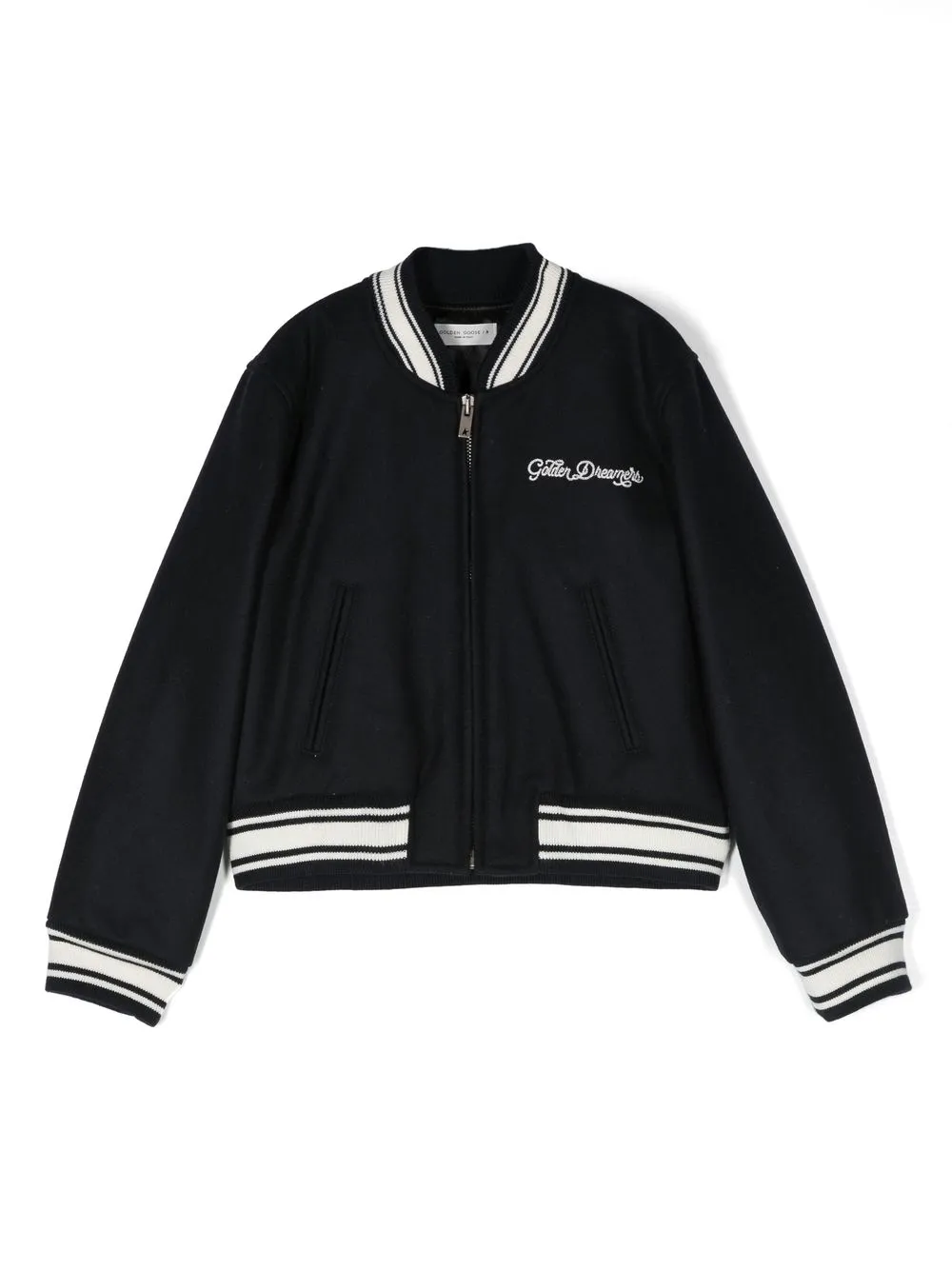 

Golden Goose Kids logo-print zip-up jacket - Blue