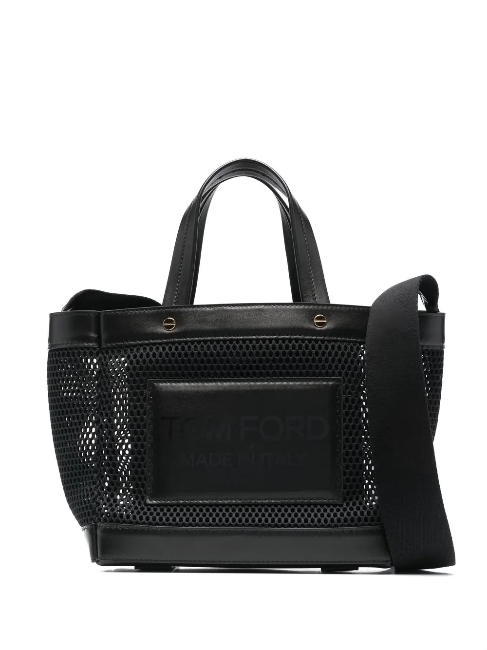 

TOM FORD logo-patch mesh-detail tote bag - Black