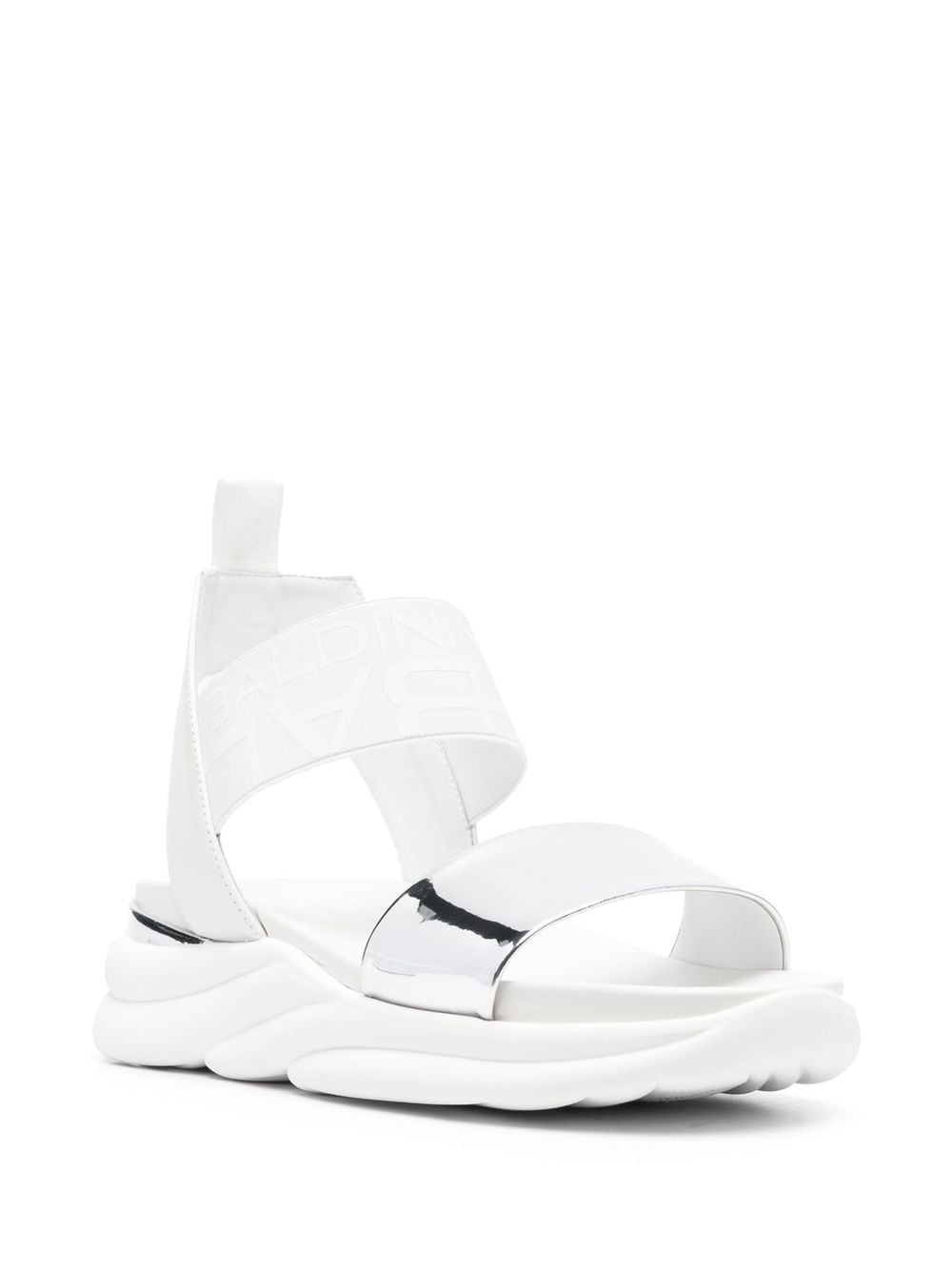 Shop Baldinini Metallic-strap Detail Sandals In White
