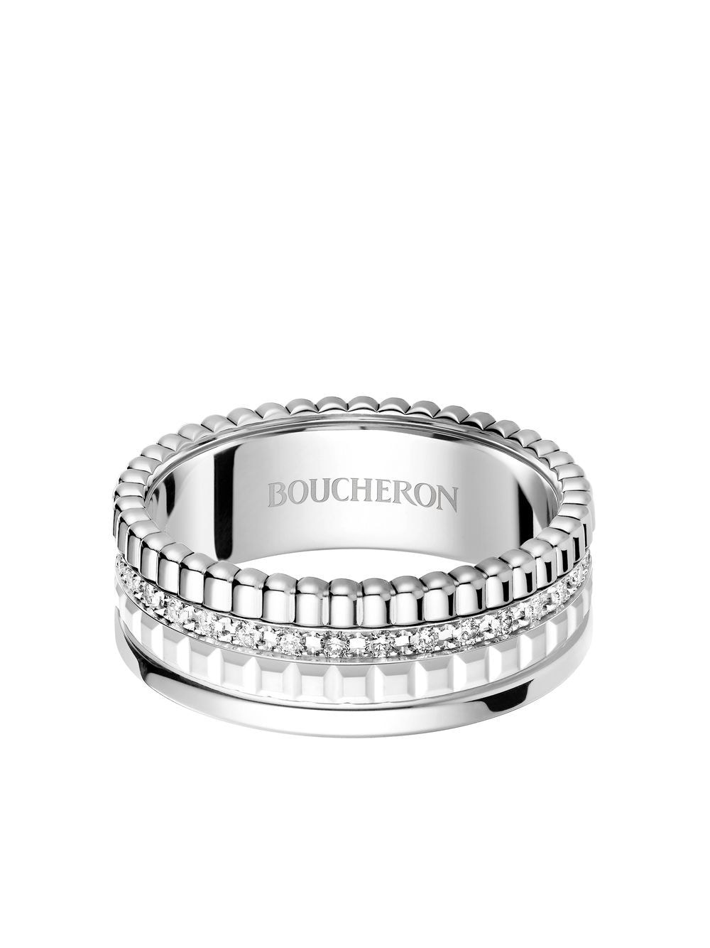 Shop Boucheron 18kt White Gold Quatre Double White Edition Diamond Ring In Silver