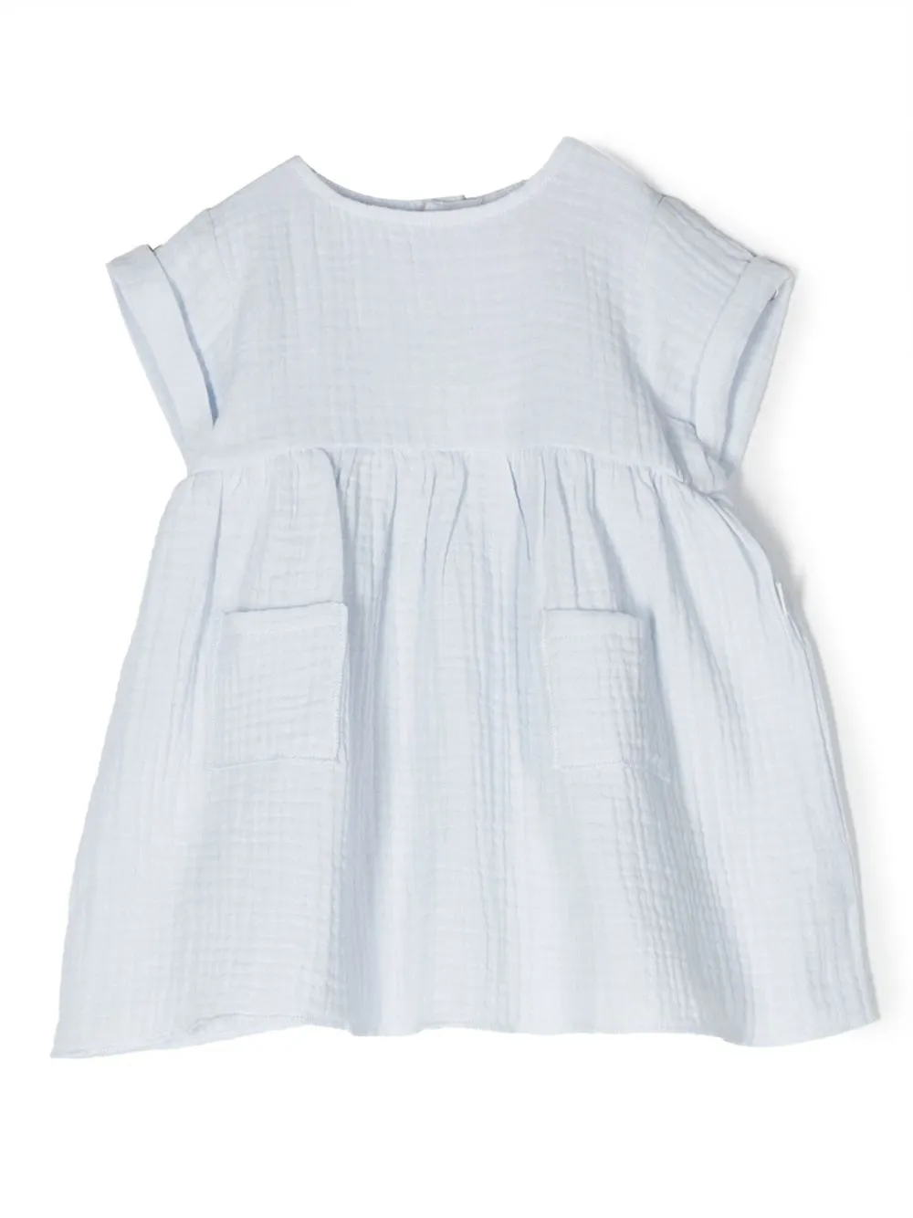 Teddy & Minou Babies' Shortsleeved Cotton Dress In Blue