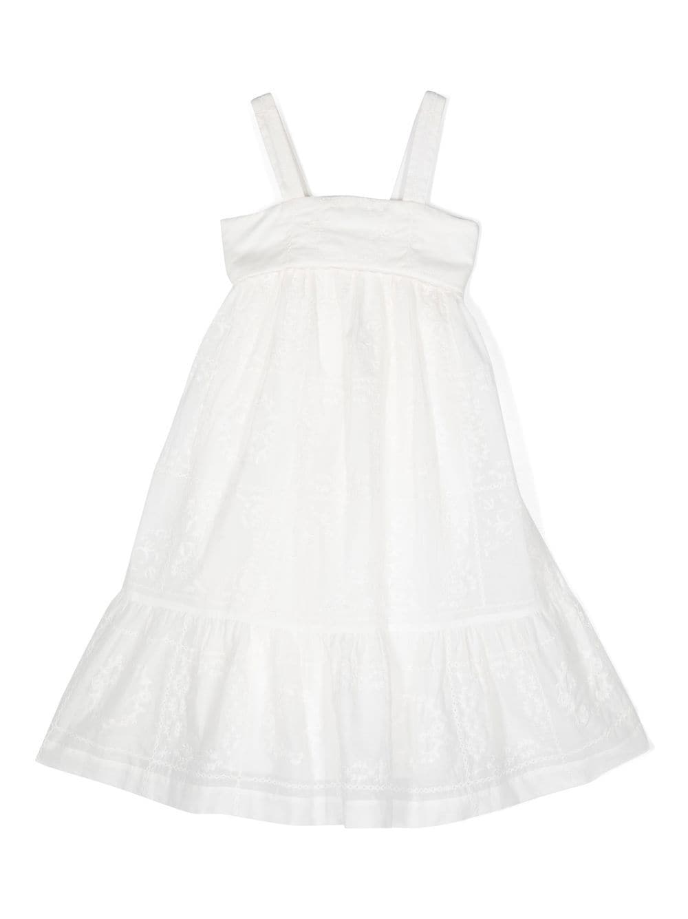 Shop Chloé Embroidered Sleeveless Dress In White