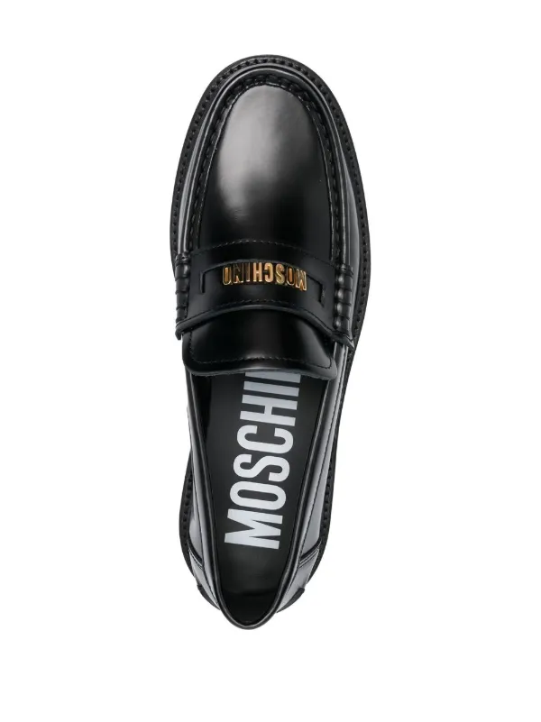 Moschino logo-plaque Detail Loafers | Black | FARFETCH display picture 1