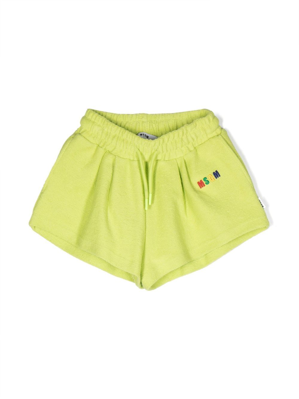 

MSGM Kids bermudas con cordones y logo bordado - Verde