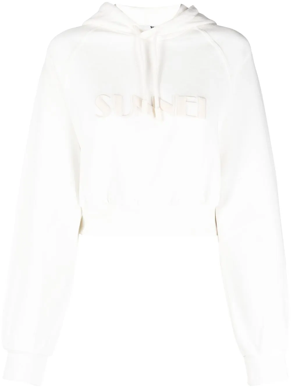 

Sunnei cropped logo-print cotton hoodie - White