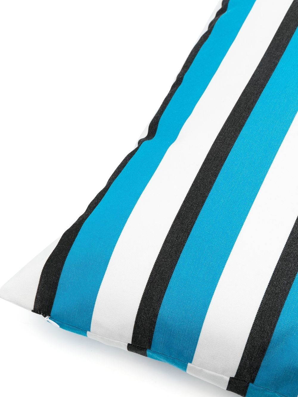 Shop Fornasetti Stripe Pattern Cushion In Blau