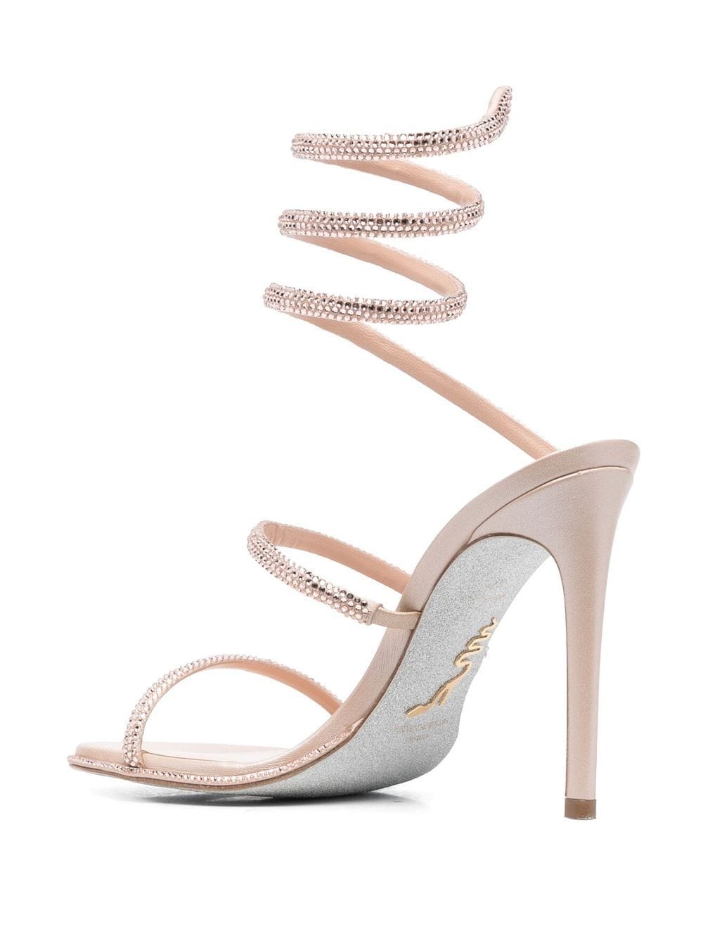 Shop René Caovilla Rhinestone- Embellished 110mm Stiletto Sandals In Pink