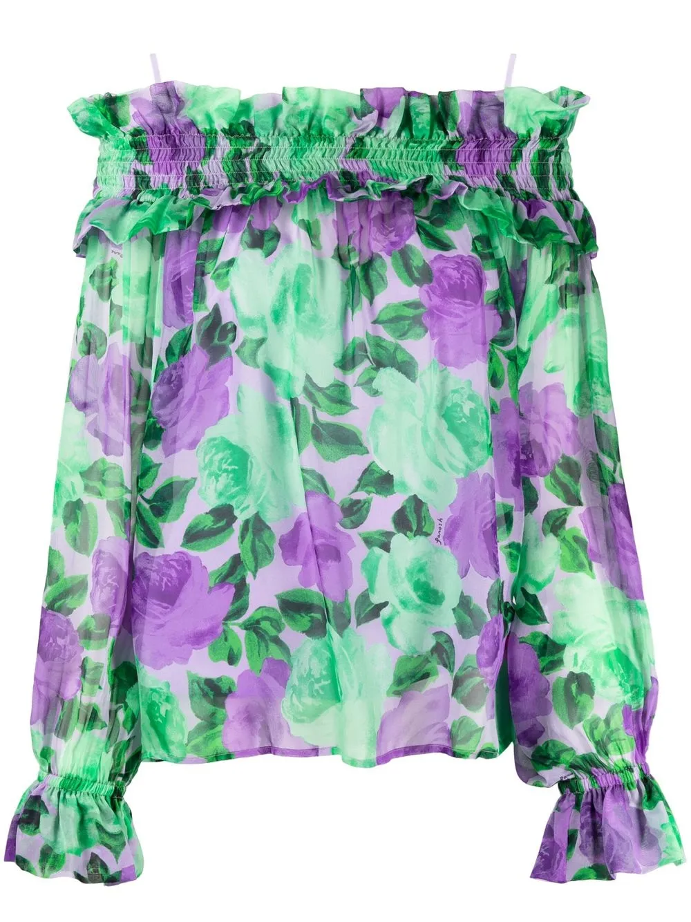 

P.A.R.O.S.H. blusa asimétrica con volantes en el cuello - Morado