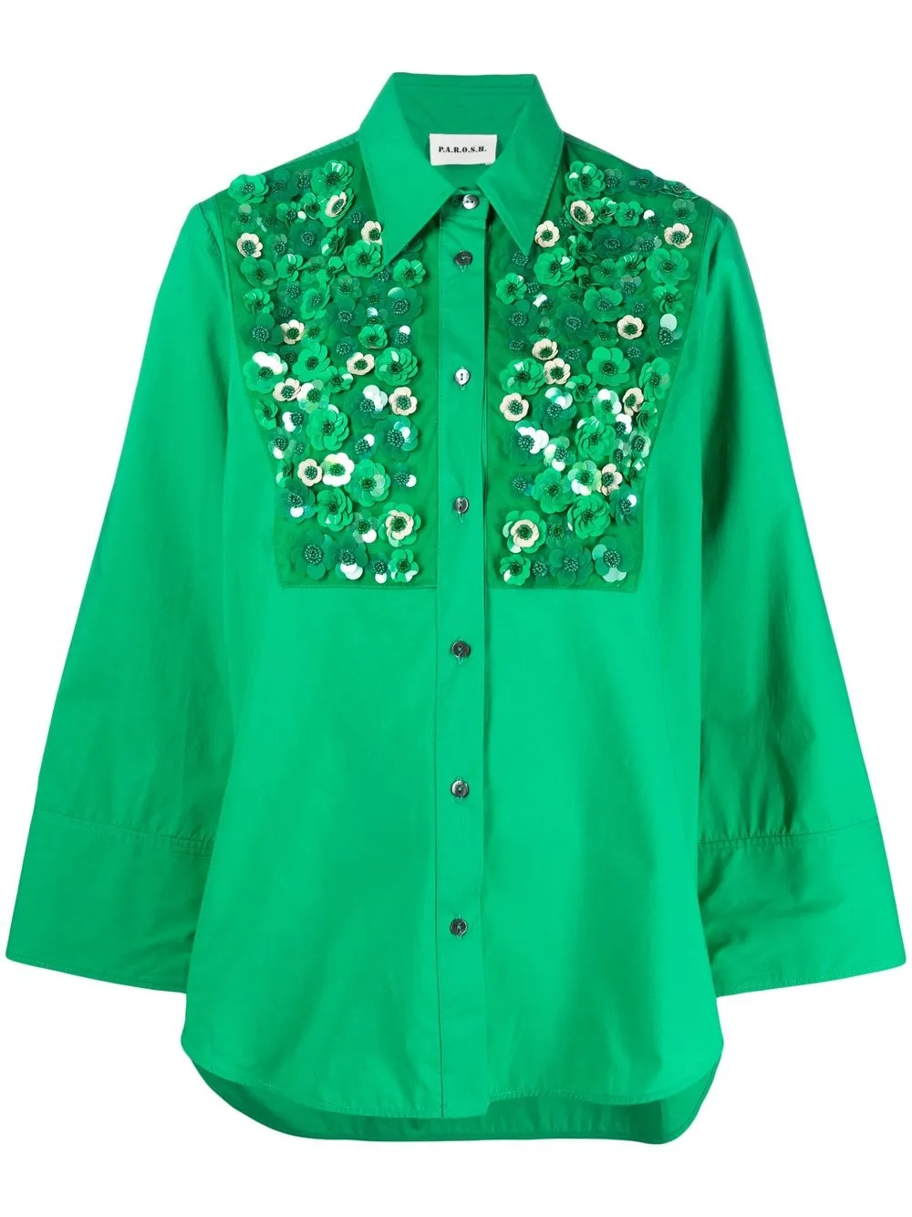 

P.A.R.O.S.H. camisa con apliques florales - Verde