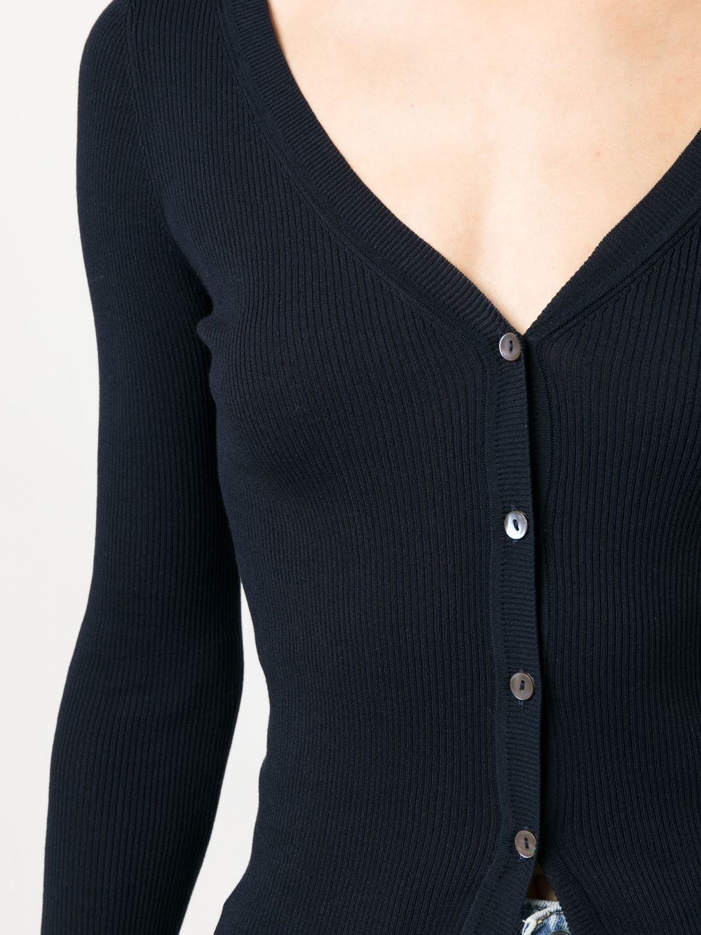 RIBBED-KNIT V-NECK CARDIGAN