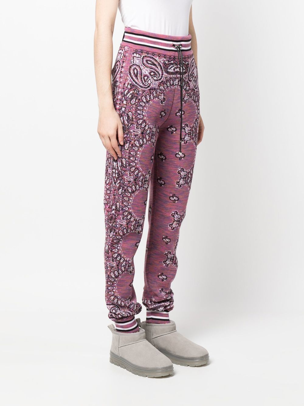 Shop Amiri Bandana-pattern Knitted Track Pants In Violett
