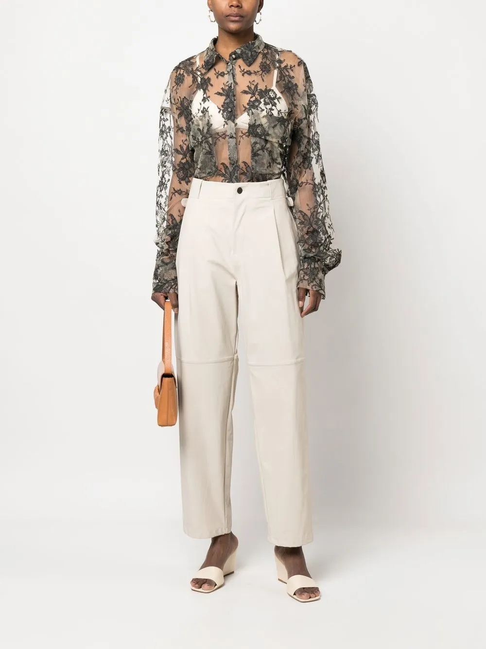 Shop The Mannei "shobak" Wide-leg Trousers In 中性色