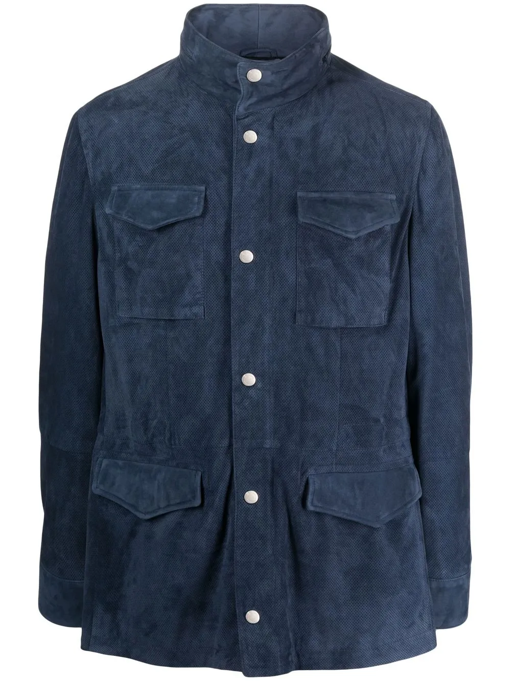 

Brunello Cucinelli concealed-hood suede jacket - Blue