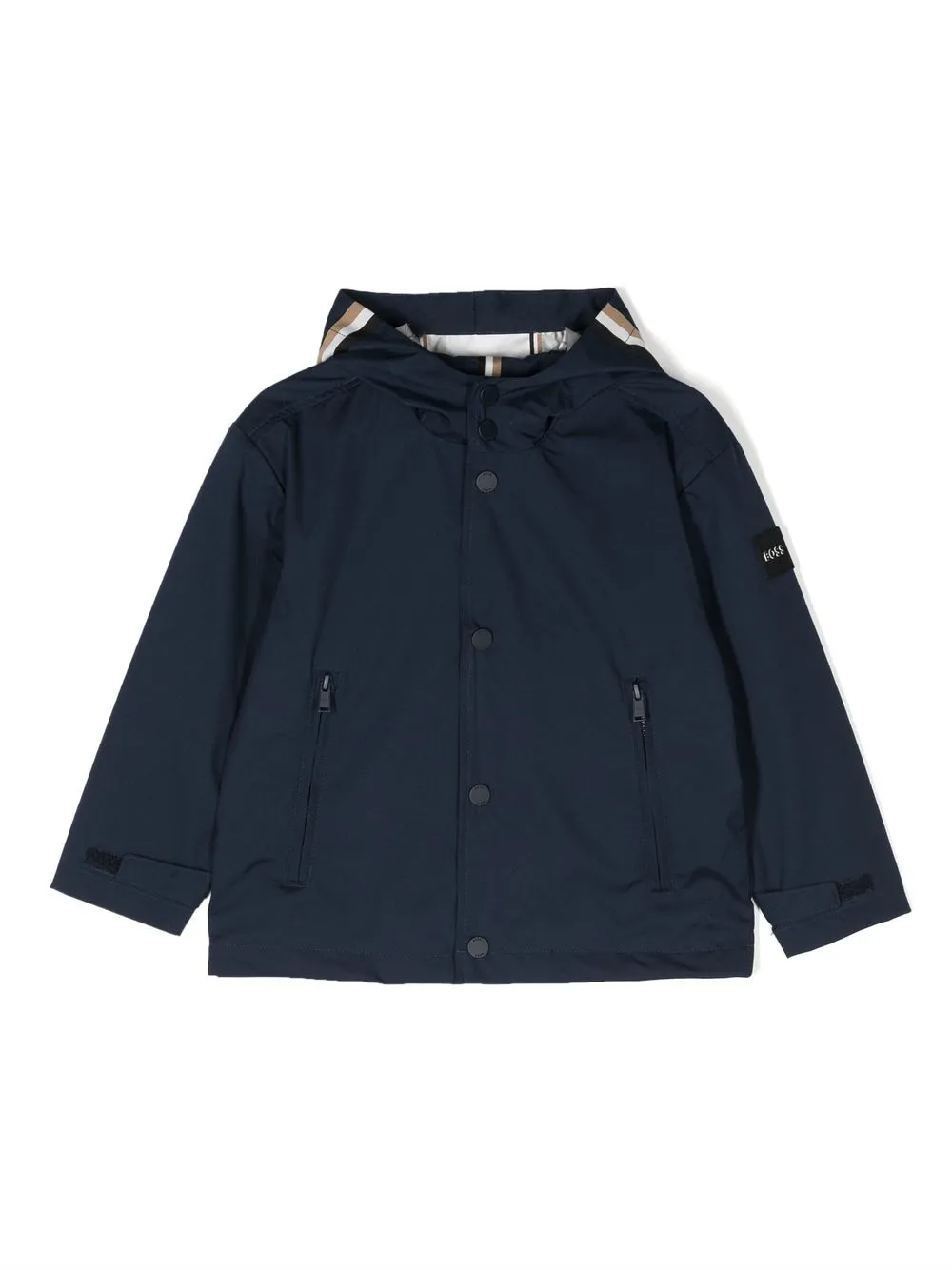 

BOSS Kidswear logo-patch hooded jacket - Blue