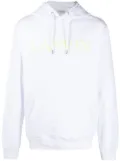 Lanvin embroidered-logo pouch-pocket hoodie - White